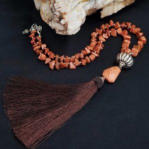 Genuine Aventurine Stones Necklace Tassel Pendant